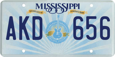 MS license plate AKD656