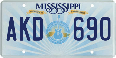 MS license plate AKD690