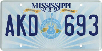 MS license plate AKD693