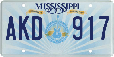 MS license plate AKD917