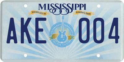 MS license plate AKE004