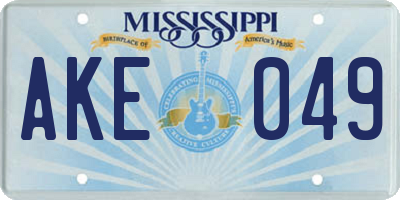 MS license plate AKE049