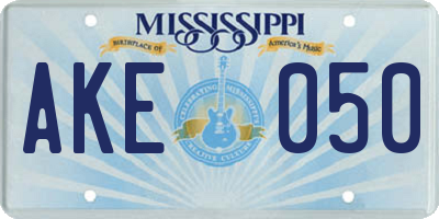 MS license plate AKE050