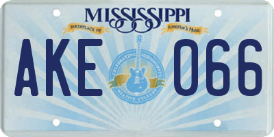 MS license plate AKE066