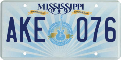 MS license plate AKE076