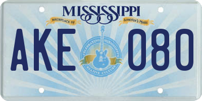 MS license plate AKE080