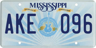 MS license plate AKE096