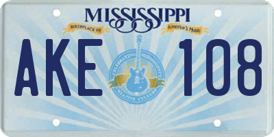 MS license plate AKE108