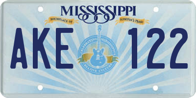 MS license plate AKE122