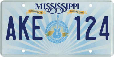 MS license plate AKE124