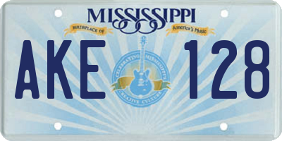 MS license plate AKE128