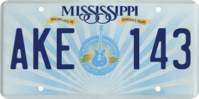 MS license plate AKE143