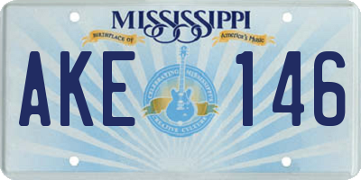 MS license plate AKE146