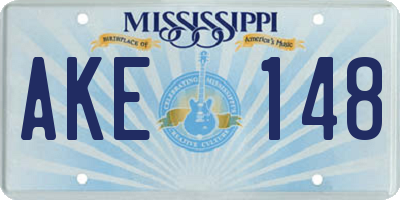 MS license plate AKE148