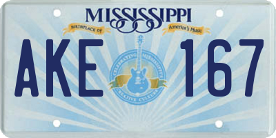 MS license plate AKE167