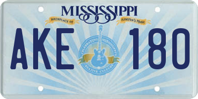 MS license plate AKE180