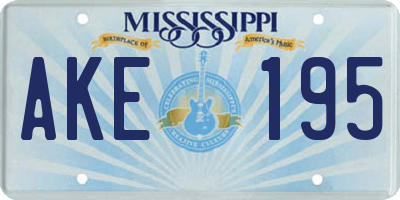 MS license plate AKE195