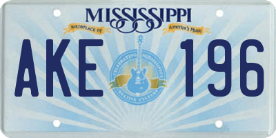 MS license plate AKE196