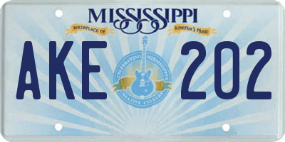 MS license plate AKE202