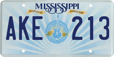 MS license plate AKE213