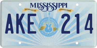 MS license plate AKE214