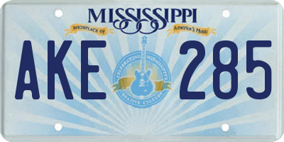 MS license plate AKE285