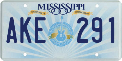 MS license plate AKE291