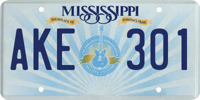 MS license plate AKE301