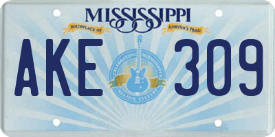 MS license plate AKE309