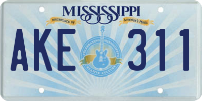 MS license plate AKE311