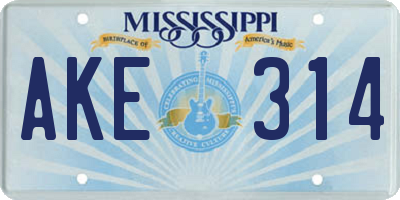 MS license plate AKE314