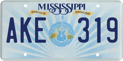 MS license plate AKE319