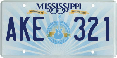 MS license plate AKE321