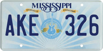 MS license plate AKE326