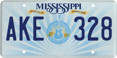 MS license plate AKE328