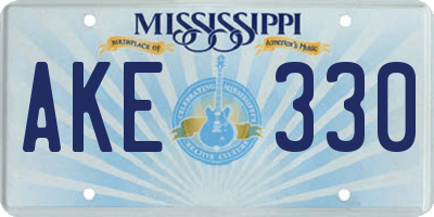 MS license plate AKE330