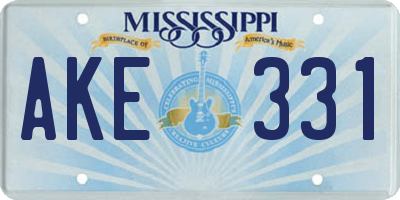MS license plate AKE331