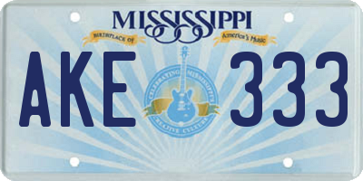 MS license plate AKE333