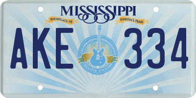 MS license plate AKE334