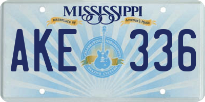 MS license plate AKE336