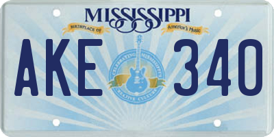 MS license plate AKE340