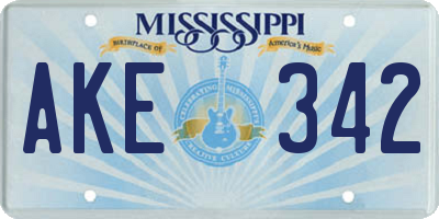 MS license plate AKE342