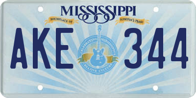 MS license plate AKE344