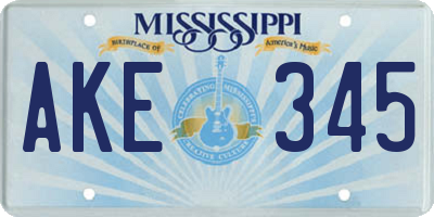 MS license plate AKE345