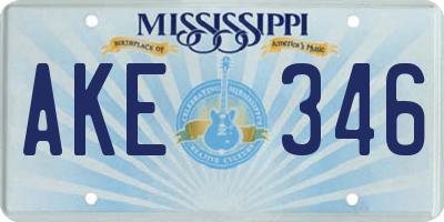 MS license plate AKE346