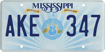 MS license plate AKE347
