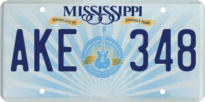 MS license plate AKE348