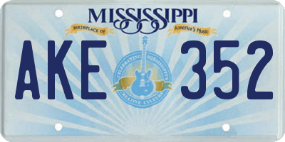 MS license plate AKE352