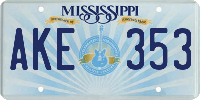 MS license plate AKE353