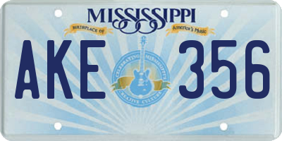 MS license plate AKE356